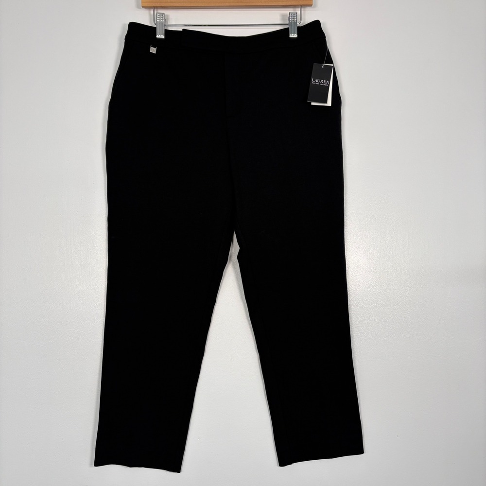 Lauren Ralph Lauren Women Pants L Black Ponte Knit Slim Leg NWT 200758961002